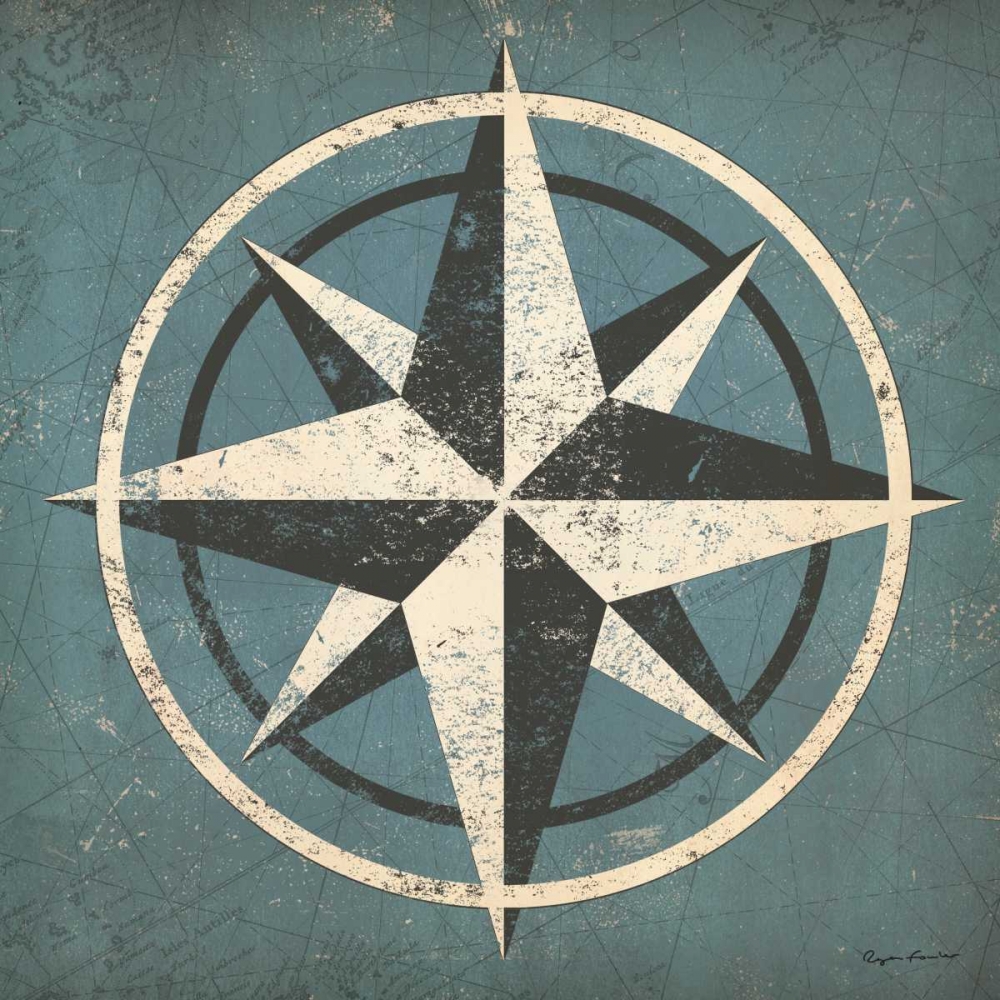 Wall Art Painting id:57531, Name: Nautical Compass Blue, Artist: Fowler, Ryan