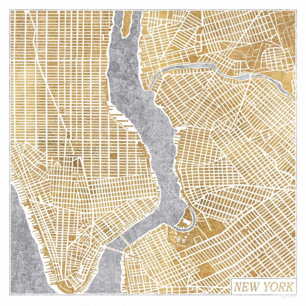 Wall Art Painting id:57566, Name: Gilded New York  Map, Artist: Marshall, Laura