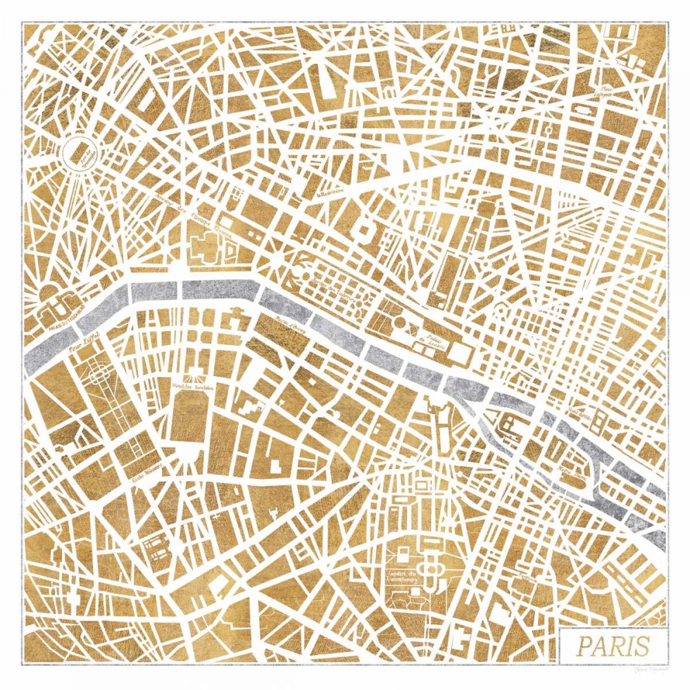 Wall Art Painting id:57567, Name: Gilded Paris Map, Artist: Marshall, Laura