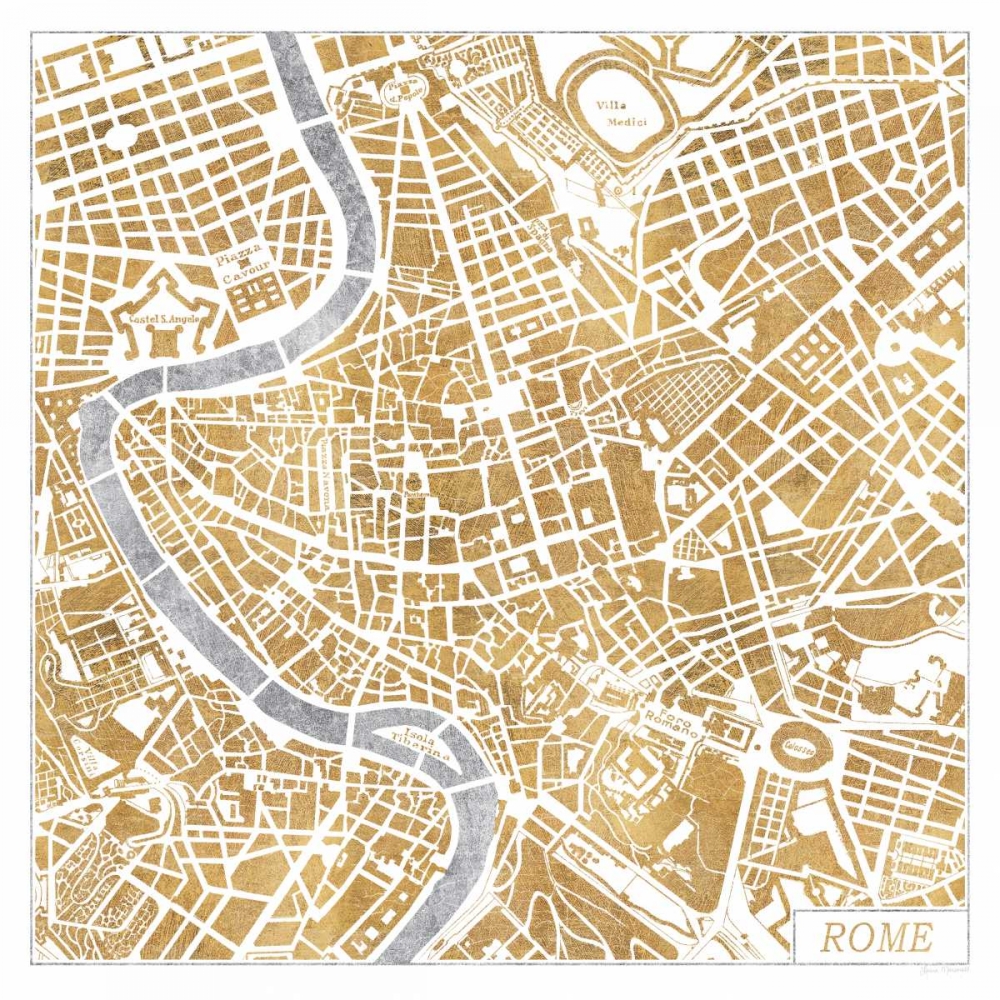 Wall Art Painting id:57569, Name: Gilded Rome Map, Artist: Marshall, Laura