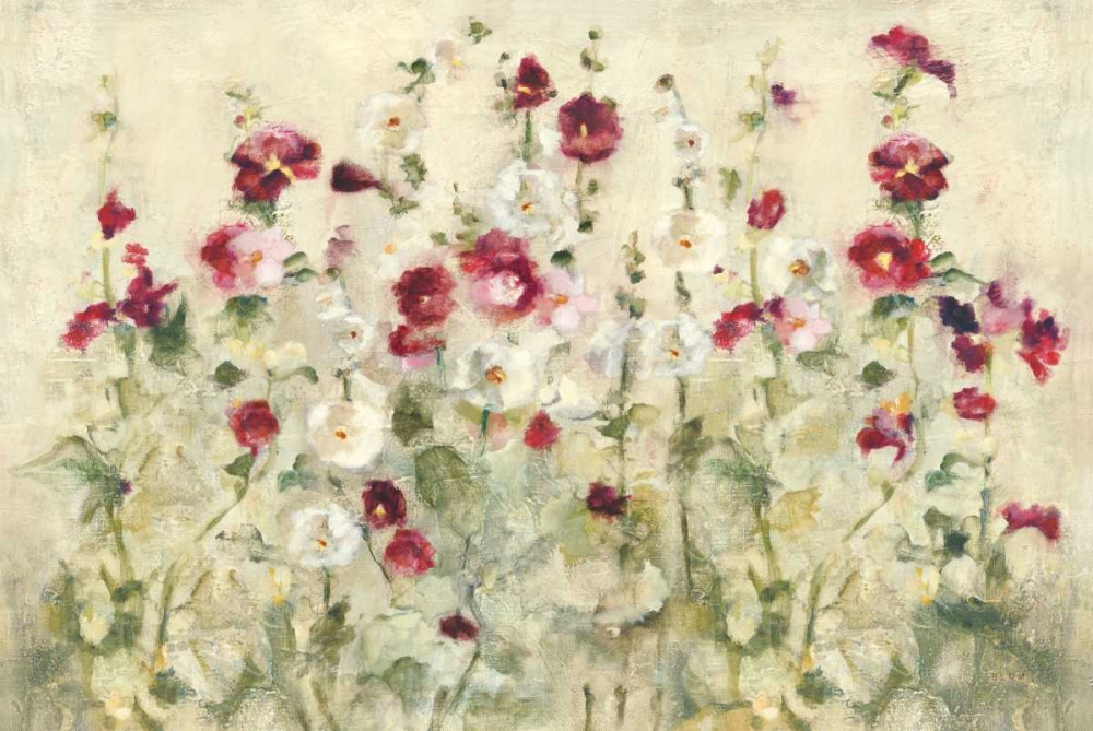 Wall Art Painting id:73721, Name: Hollyhocks Row Cool, Artist: Blum, Cheri