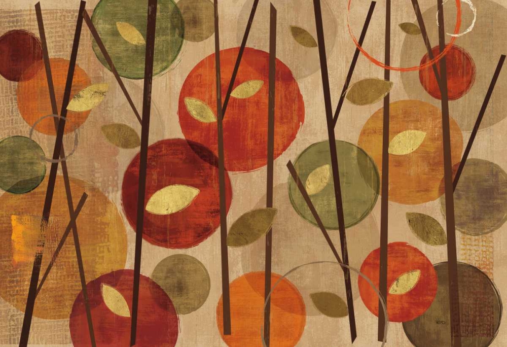 Wall Art Painting id:73898, Name: Modern Forest Circles Spice, Artist: Charron, Veronique
