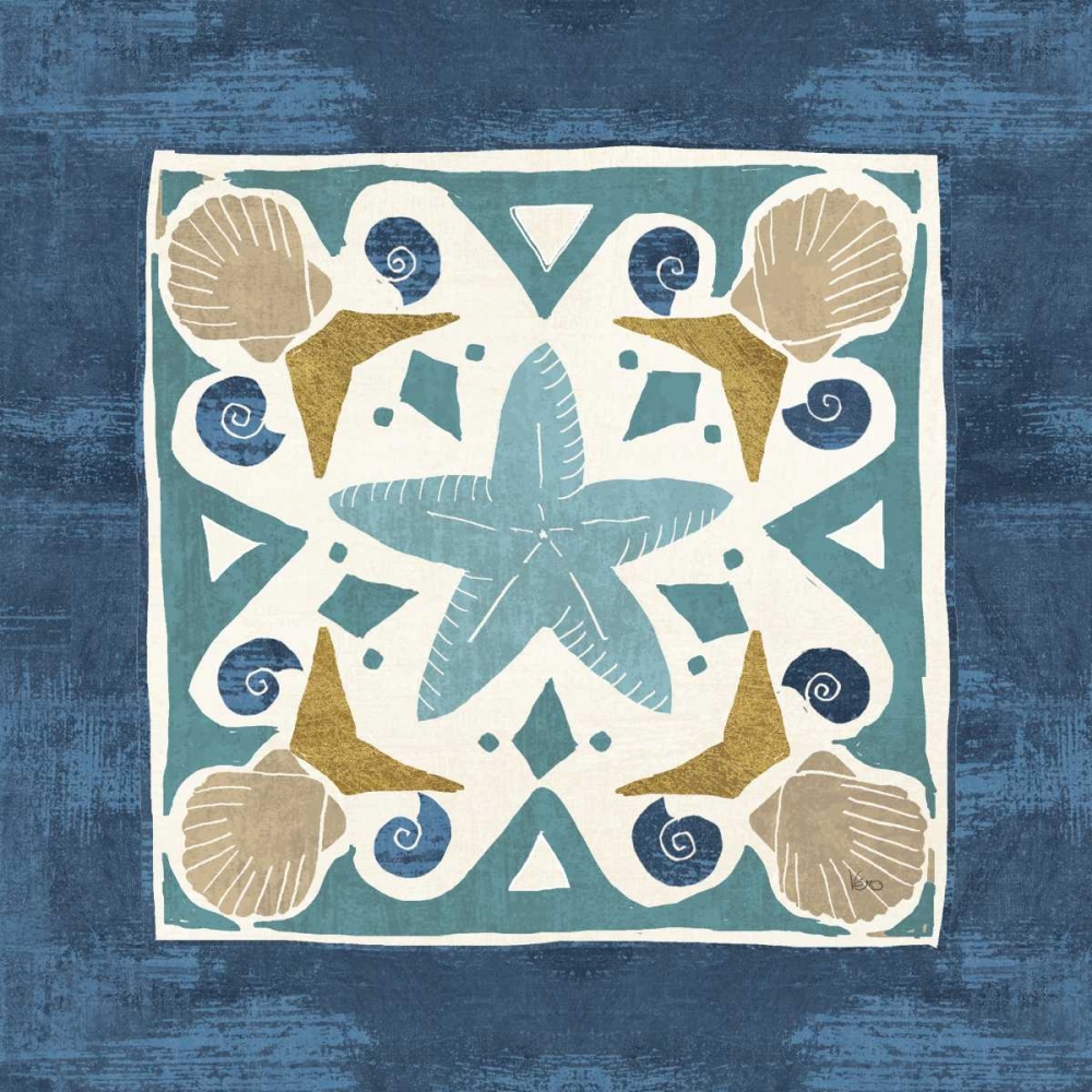 Wall Art Painting id:73919, Name: Undersea Blue Tile III, Artist: Charron, Veronique