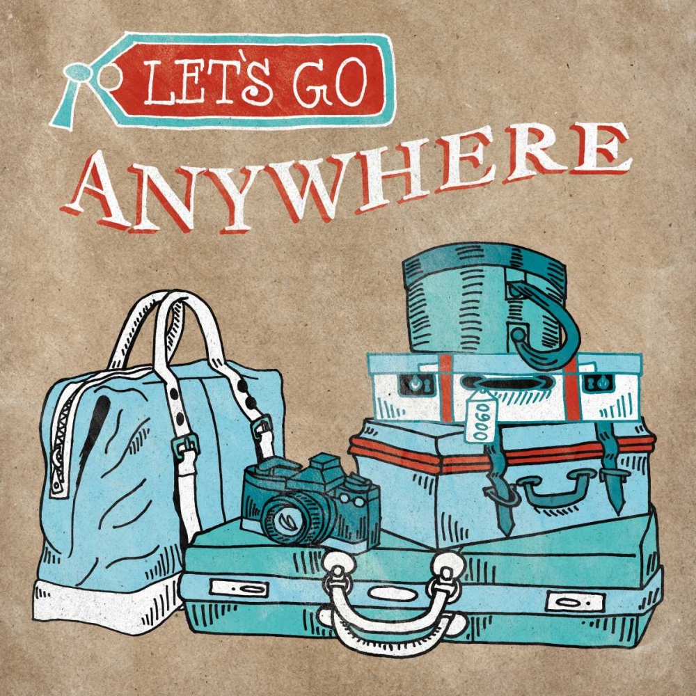 Wall Art Painting id:73531, Name: Adventure Love Suitcase Taupe, Artist: Urban, Mary