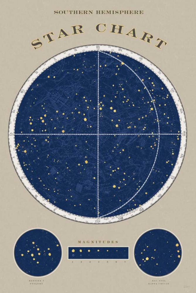 Wall Art Painting id:73536, Name: Southern Star Chart, Artist: Schlabach, Sue