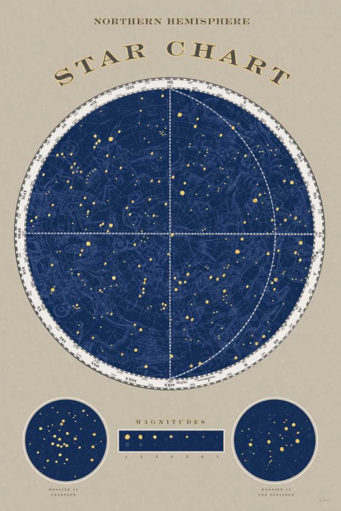 Wall Art Painting id:73537, Name: Northern Star Chart, Artist: Schlabach, Sue
