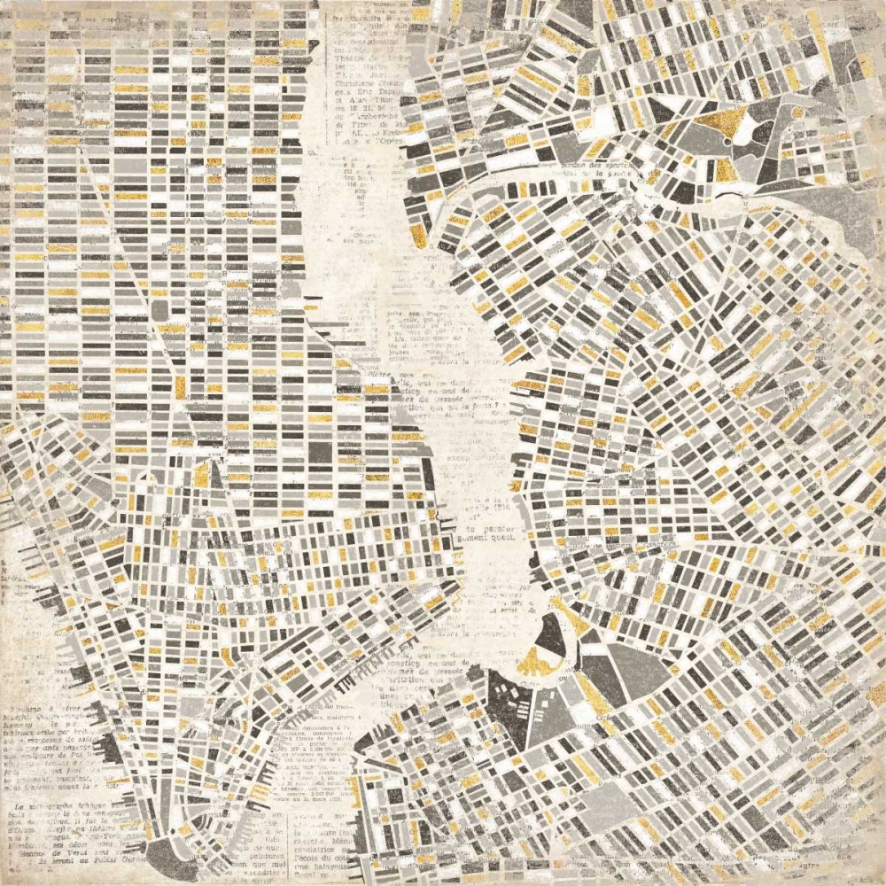 Wall Art Painting id:73401, Name: Mod New York Map, Artist: Marshall, Laura