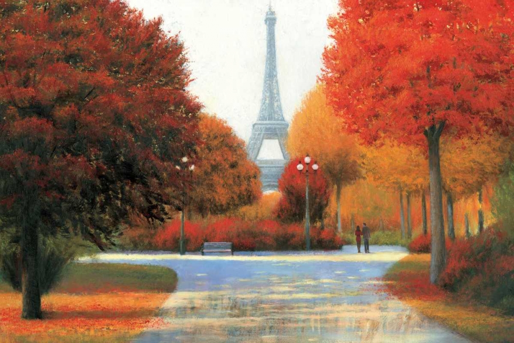 Wall Art Painting id:80691, Name: Autumn in Paris Couple , Artist: Wiens, James