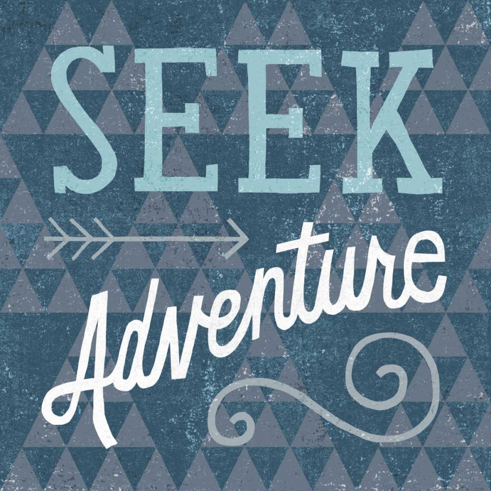 Wall Art Painting id:80735, Name: Mod Triangles Seek Adventure Blue, Artist: Mullan, Michael