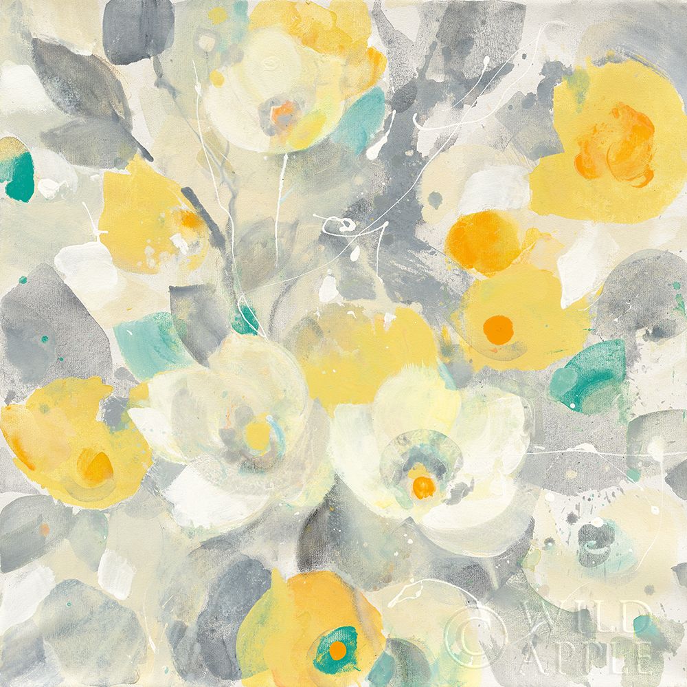 Wall art: Buttercups I Teal, by Hristova, Albena