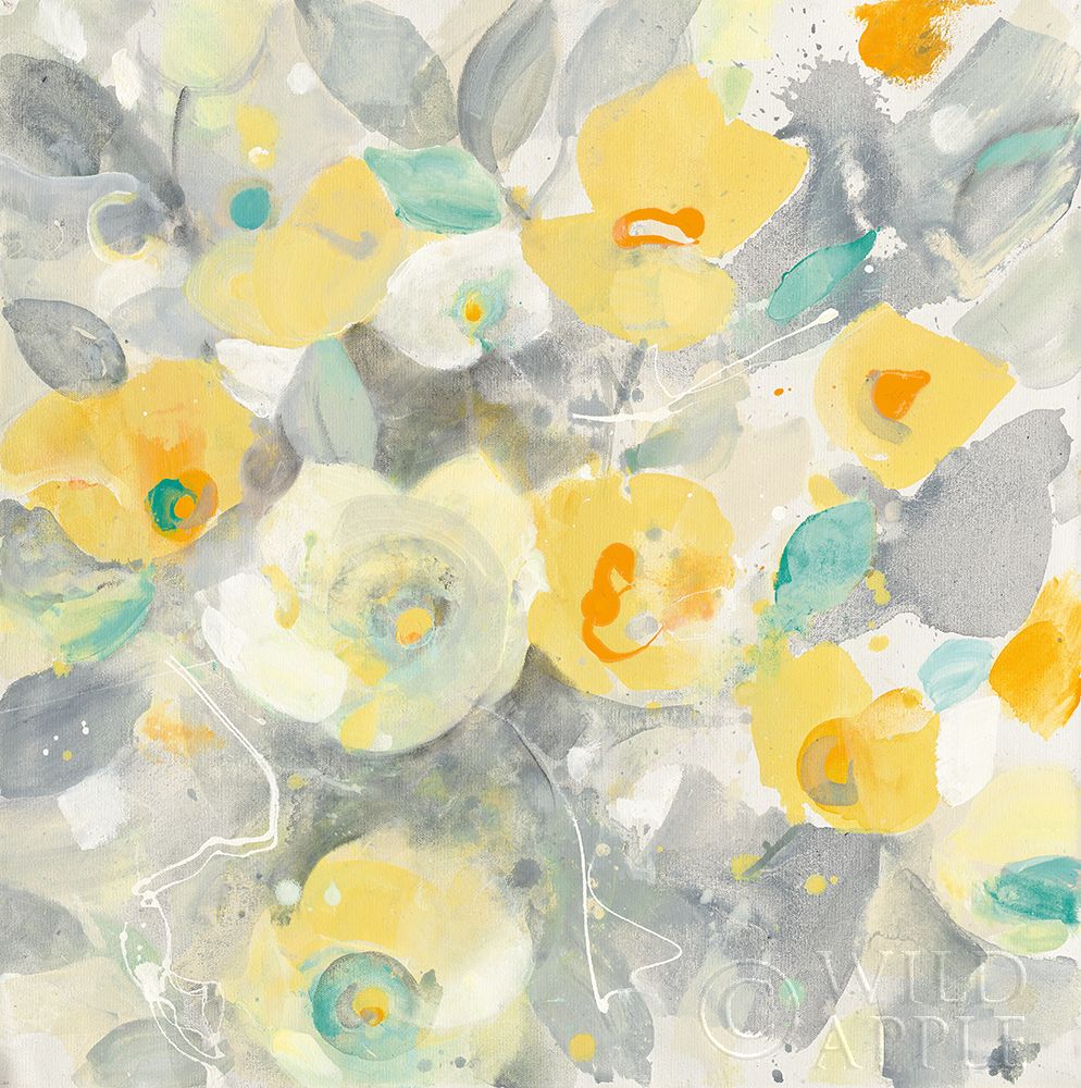 Wall Art Painting id:192937, Name: Buttercups II Teal, Artist: Hristova, Albena