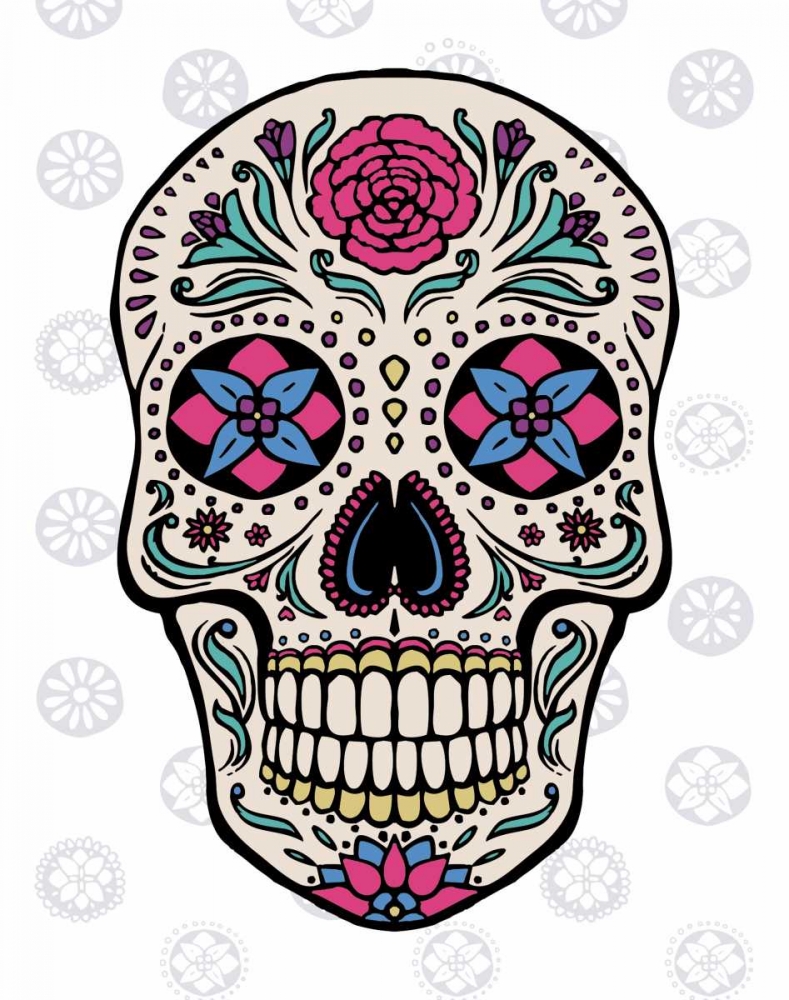 Wall art: Sugar Skull on Gray, by Penner, Janelle