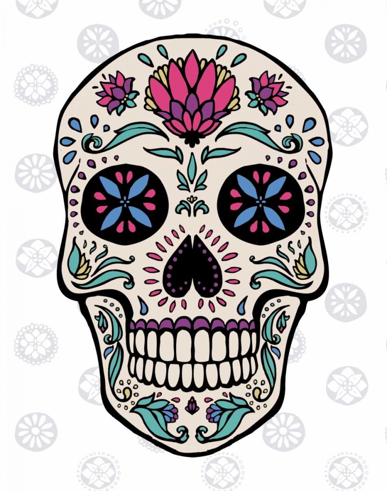 Wall art: Sugar Skull II on Gray, by Penner, Janelle