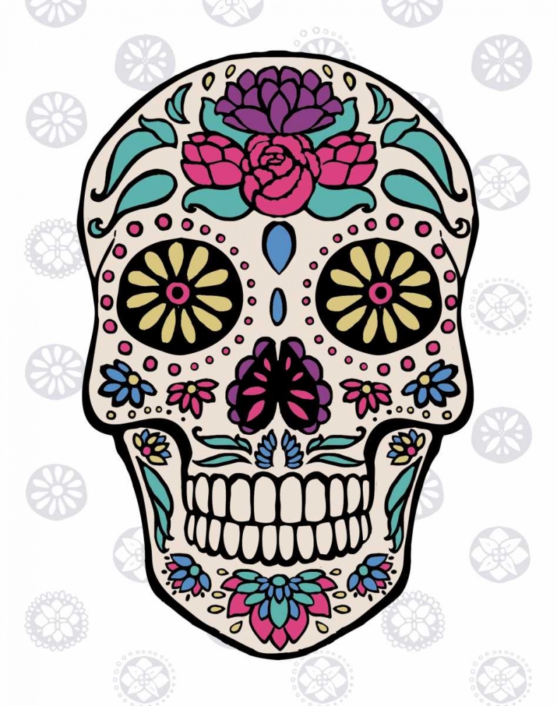 Wall art: Sugar Skull III on Gray, by Penner, Janelle