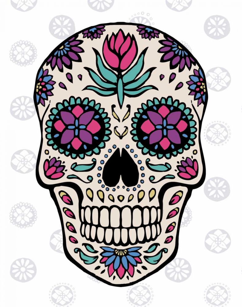 Wall art: Sugar Skull IV on Gray, by Penner, Janelle