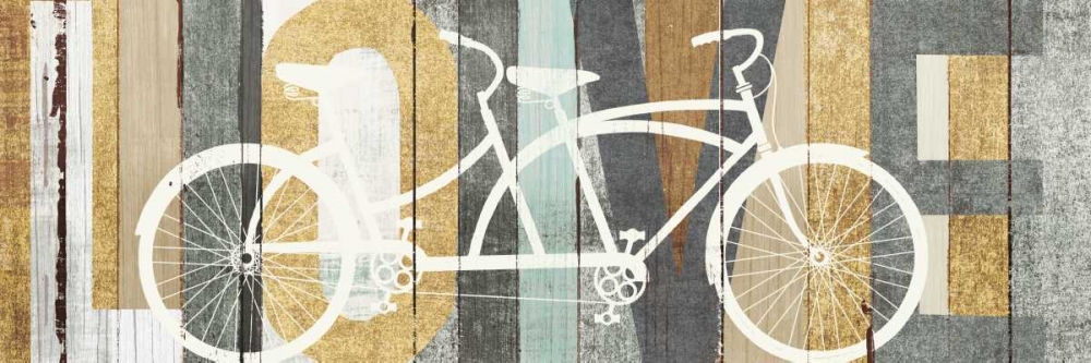 Wall Art Painting id:151391, Name: Beachscape Tandem Bicycle Love Gold Neutral, Artist: Mullan, Michael