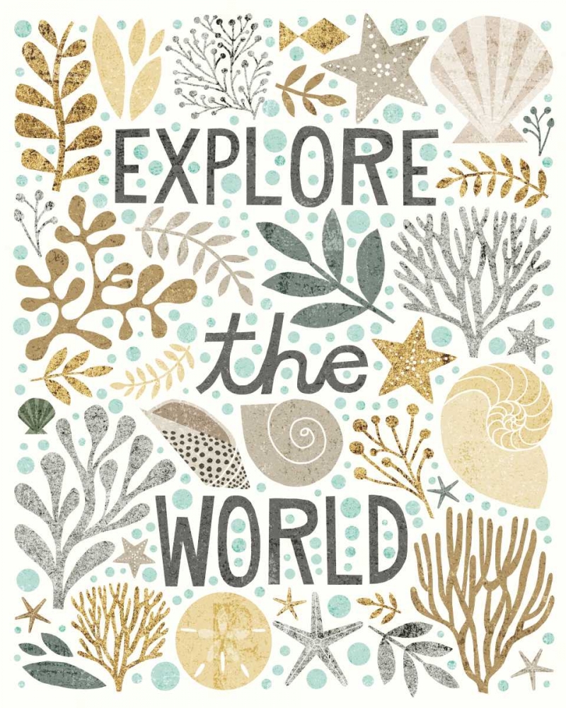 Wall Art Painting id:151454, Name: Under Sea Treasures I Gold Neutral, Artist: Mullan, Michael