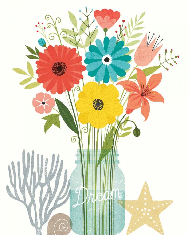 Wall Art Painting id:151462, Name: Seaside Bouquet III Mason Jar, Artist: Mullan, Michael