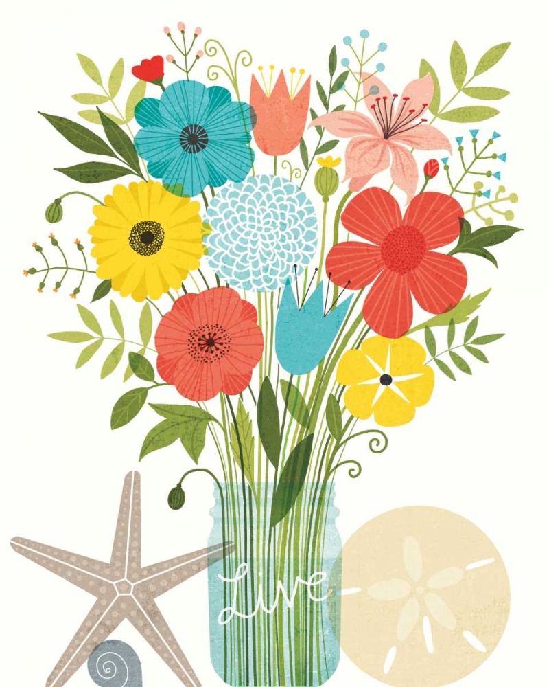 Wall Art Painting id:151466, Name: Seaside Bouquet I Mason Jar, Artist: Mullan, Michael