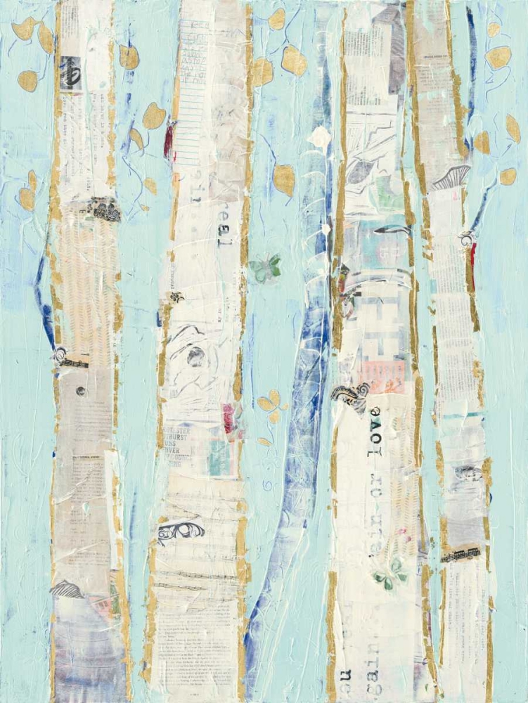 Art Print: Far From Blue I Gold Leaves