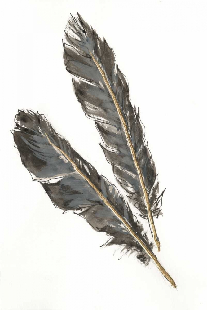 Wall Art Painting id:121764, Name: Gold Feathers III on White, Artist: Paschke, Chris
