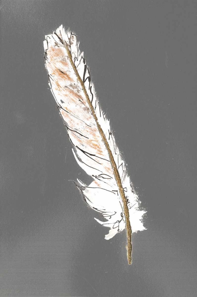 Wall Art Painting id:150180, Name: Gold Feathers II on Grey, Artist: Paschke, Chris