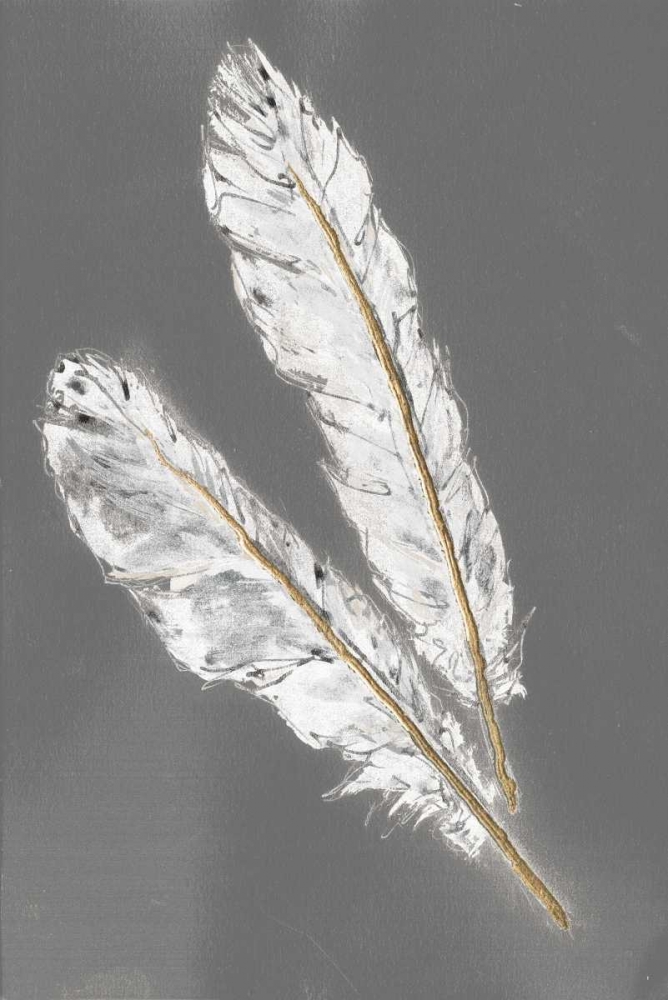 Wall Art Painting id:150181, Name: Gold Feathers III on Grey, Artist: Paschke, Chris