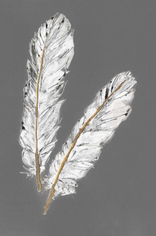 Wall Art Painting id:150182, Name: Gold Feathers IV on Grey, Artist: Paschke, Chris