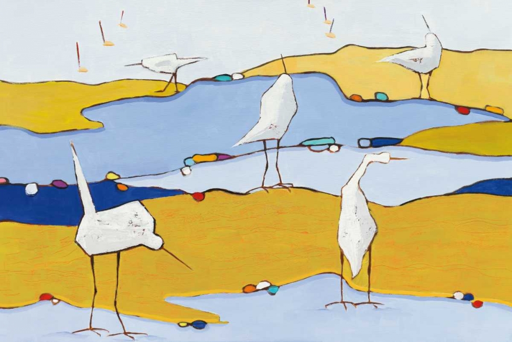 Wall Art Painting id:137634, Name: Marsh Egrets VI, Artist: Adams, Phyllis