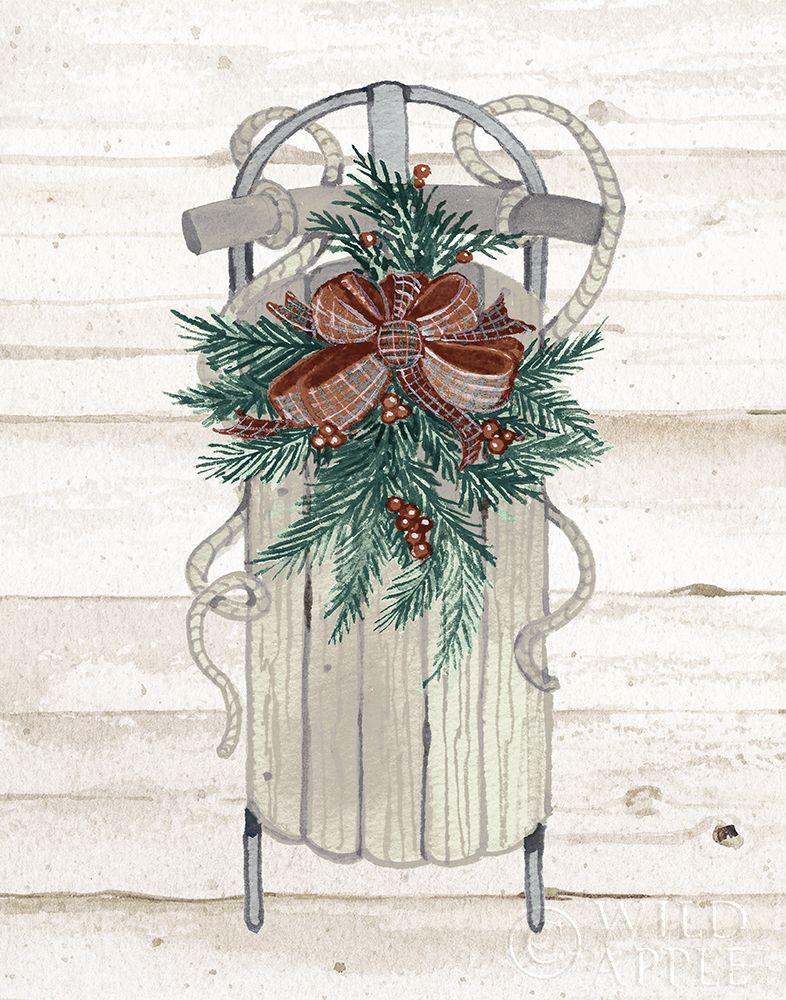 Art Print: Holiday Sports on Wood II Luxe