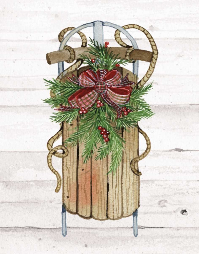 Art Print: Holiday Sports II on White Wood