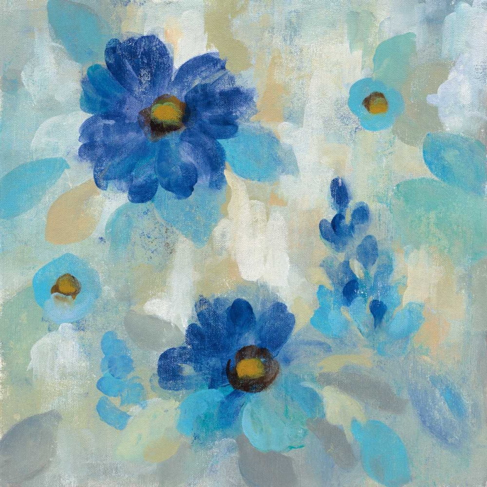 Wall art: Blue Flowers Whisper II, by Vassileva, Silvia