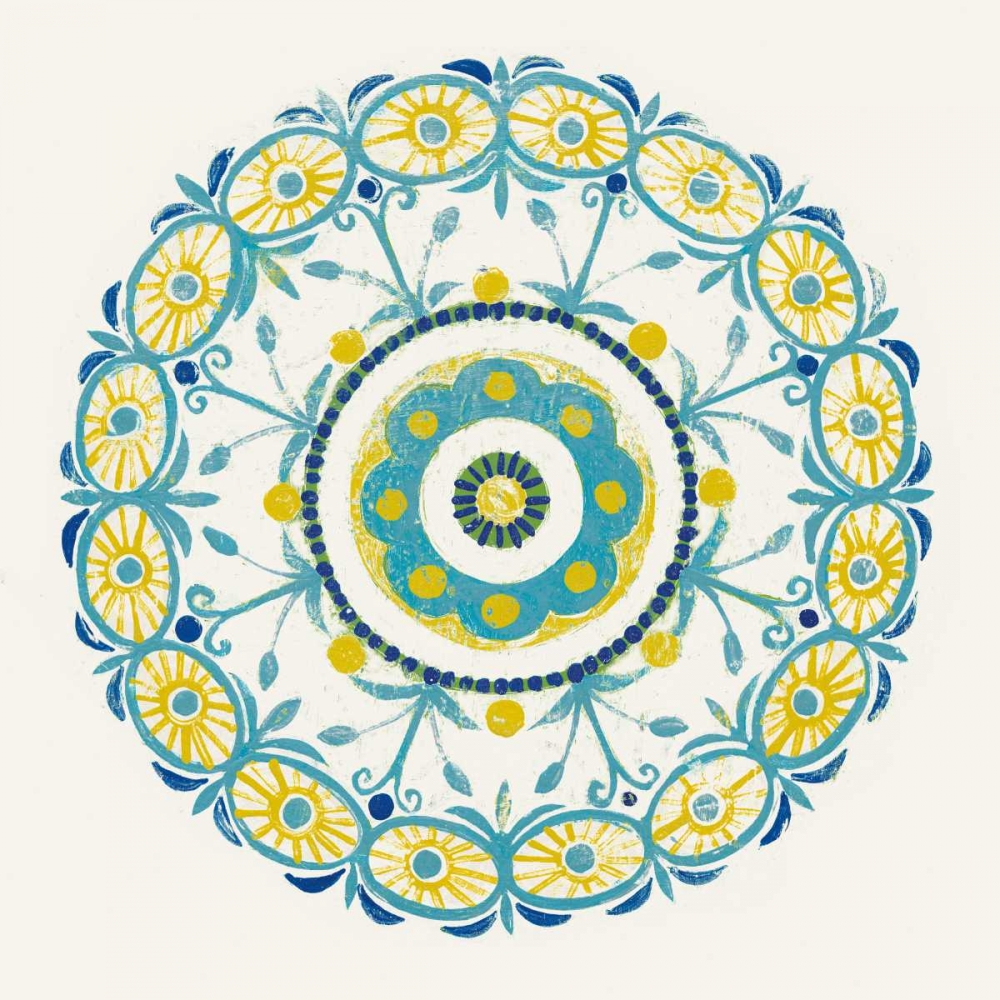 Wall art: Lakai Circle I Blue and Yellow, by Lovell, Kathrine