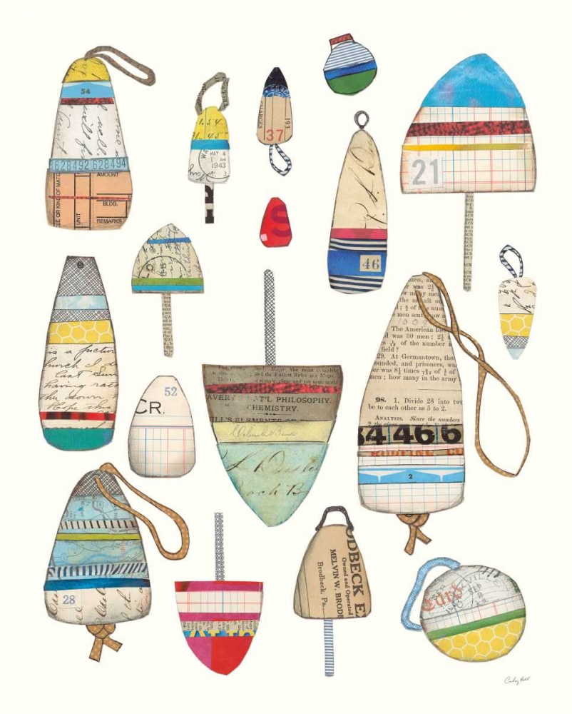 Wall Art Painting id:151598, Name: Lobster Buoys on White, Artist: Prahl, Courtney