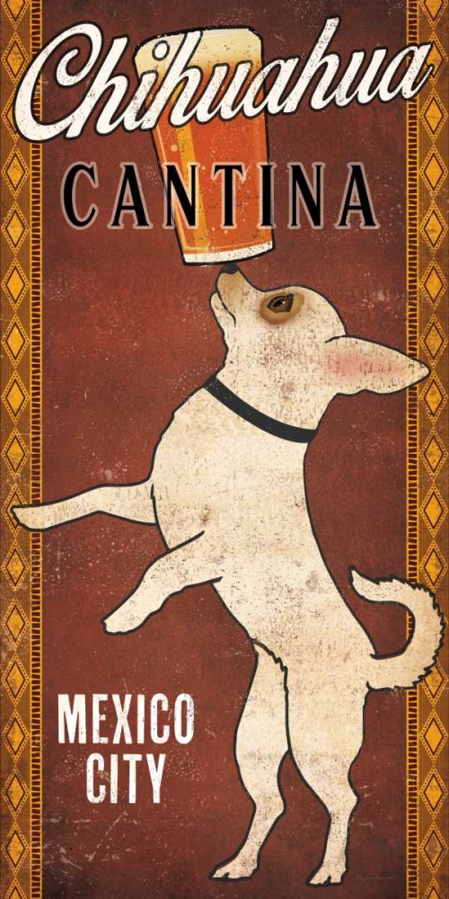 Wall Art Painting id:163674, Name: White Chihuahua on Red, Artist: Fowler, Ryan