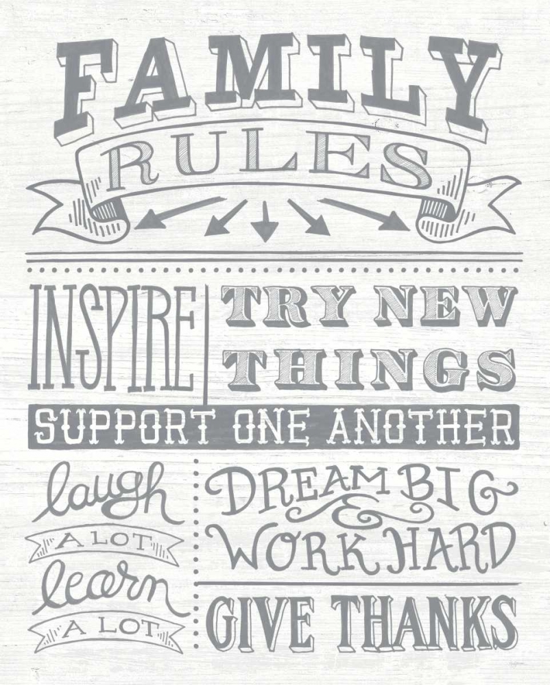 Wall Art Painting id:175021, Name: Family Rules II Gray Words, Artist: Urban, Mary