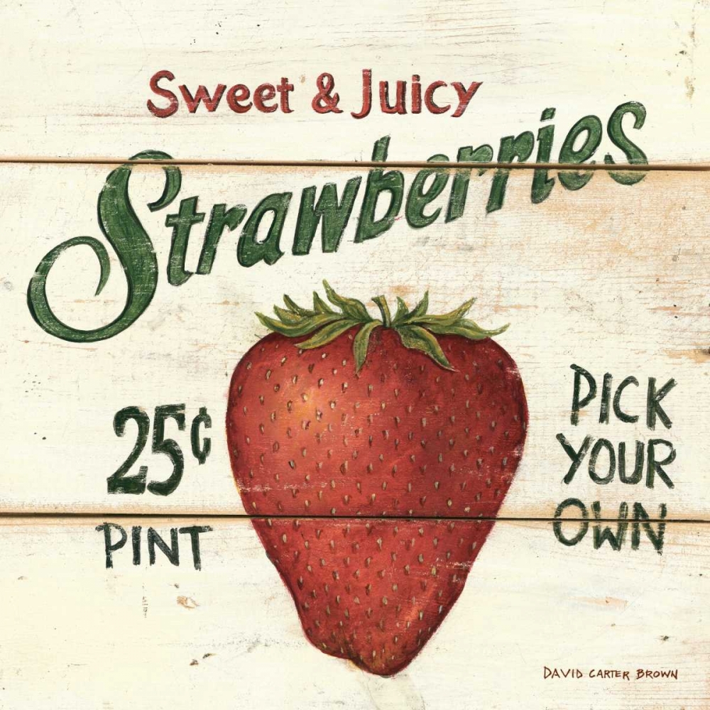 Wall Art Painting id:32582, Name: Sweet and Juicy Strawberries, Artist: Brown, David Carter