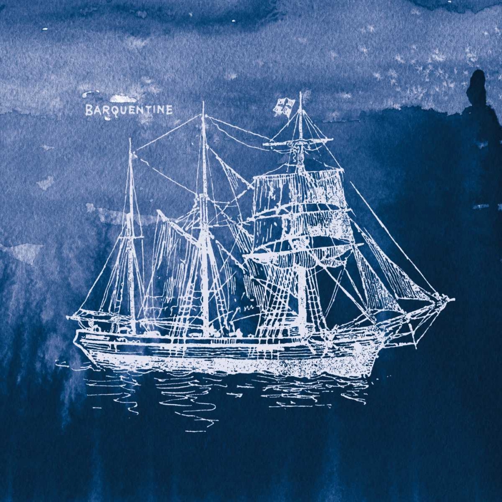 Art Print: Sailing Ships III Indigo