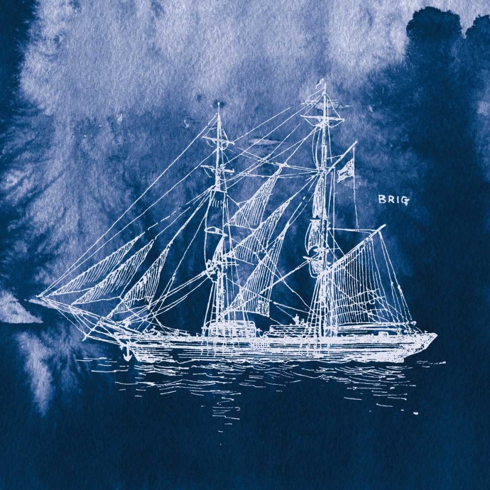 Art Print: Sailing Ships IV Indigo