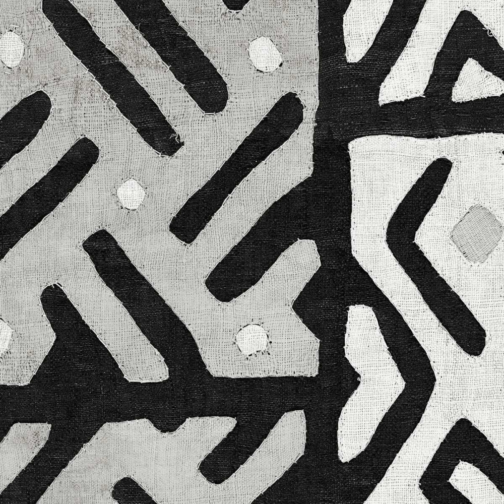 Art Print: Kuba Cloth I Square II BW