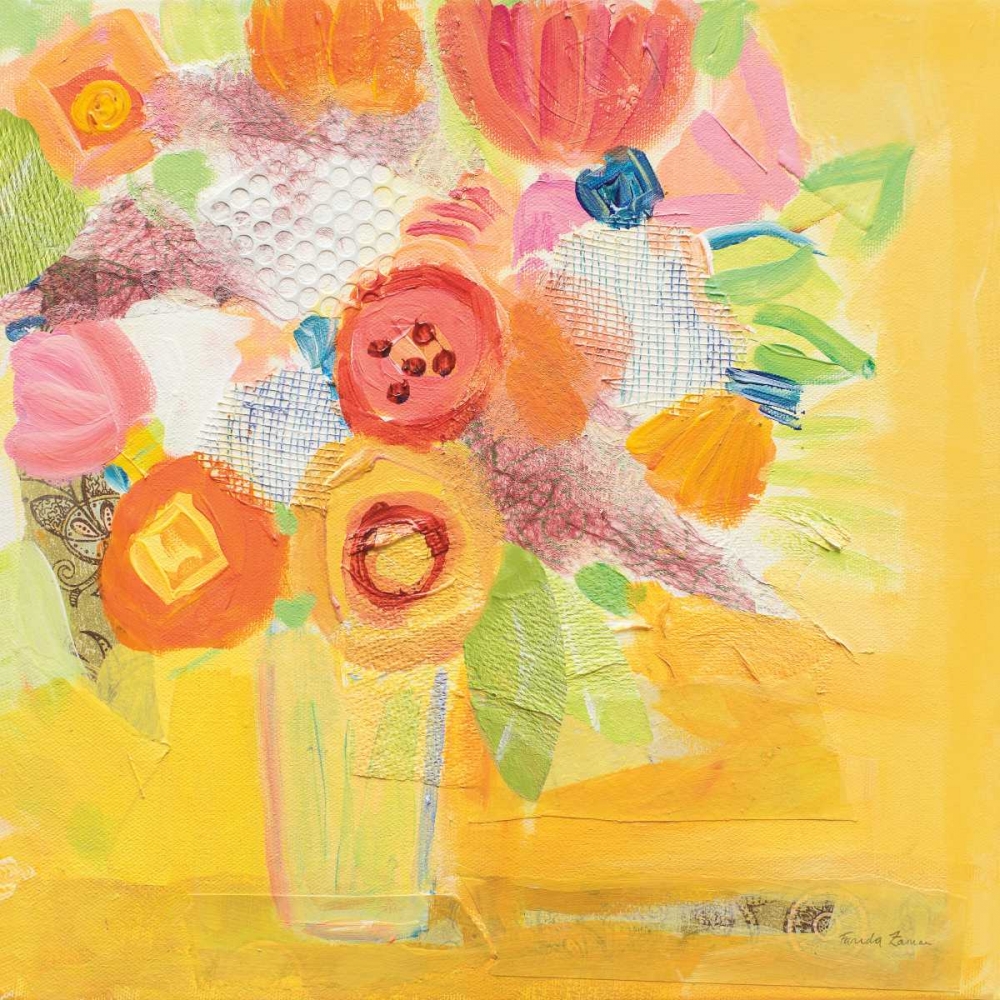 Wall Art Painting id:170856, Name: Misty Yellow Floral, Artist: Zaman, Farida