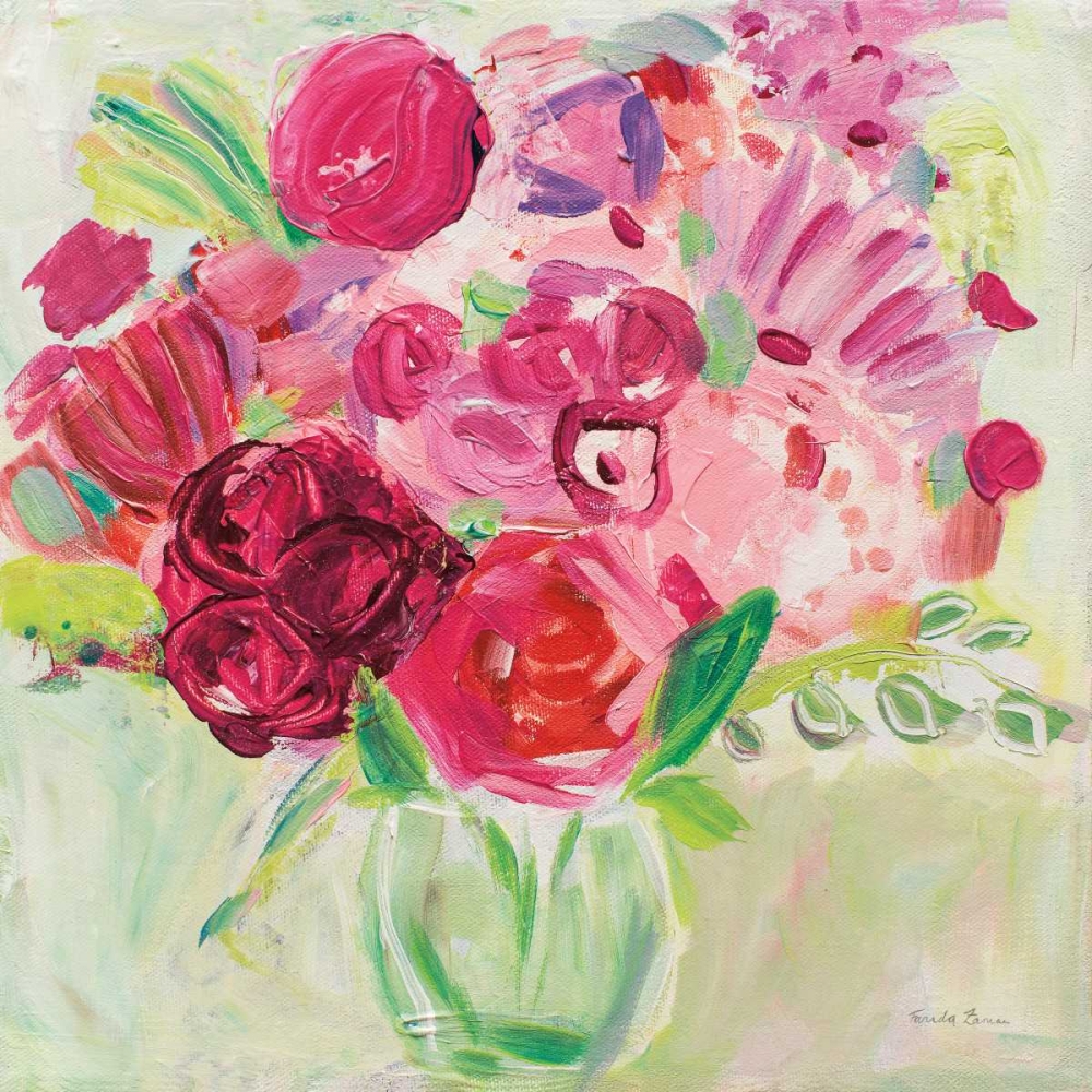 Wall Art Painting id:163573, Name: Pink and Red Florals, Artist: Zaman, Farida