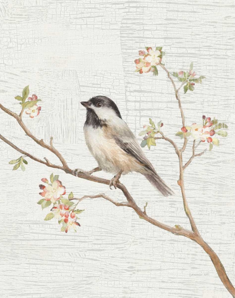 Wall Art Painting id:175088, Name: Black Capped Chickadee Vintage v2, Artist: Nai, Danhui