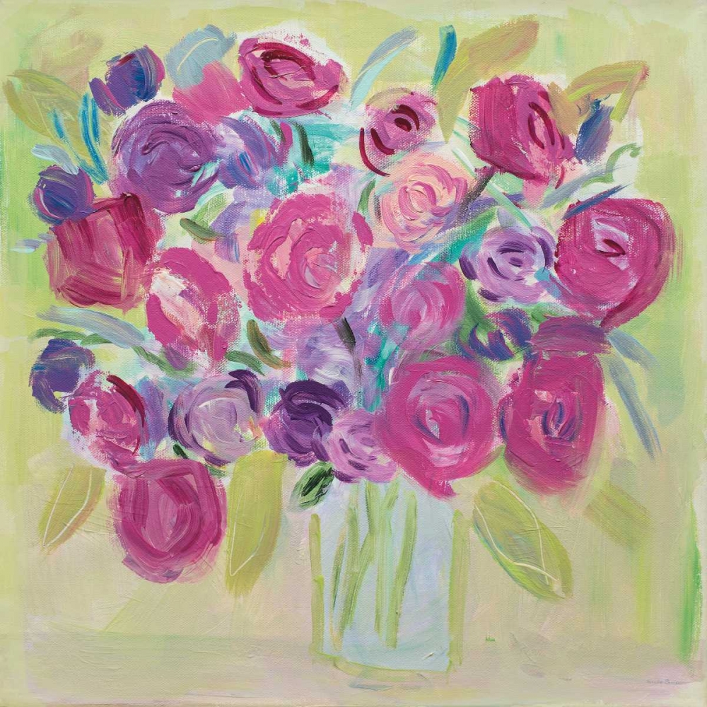 Wall Art Painting id:175135, Name: Pink Roses Flower, Artist: Zaman, Farida