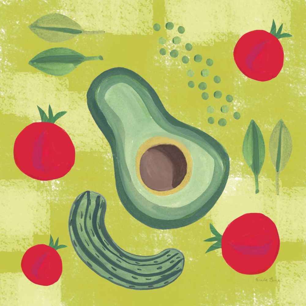 Wall Art Painting id:175221, Name: Veggie Time II, Artist: Zaman, Farida