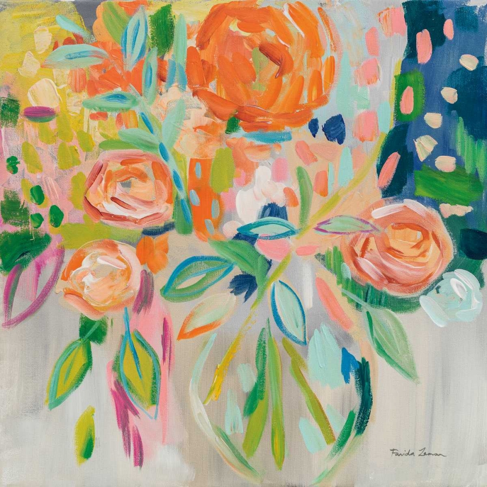 Wall art: Summer Orange Floral, by Zaman, Farida