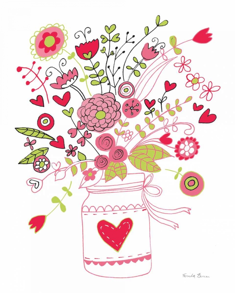 Wall Art Painting id:170742, Name: Valentines Flowers I, Artist: Zaman, Farida