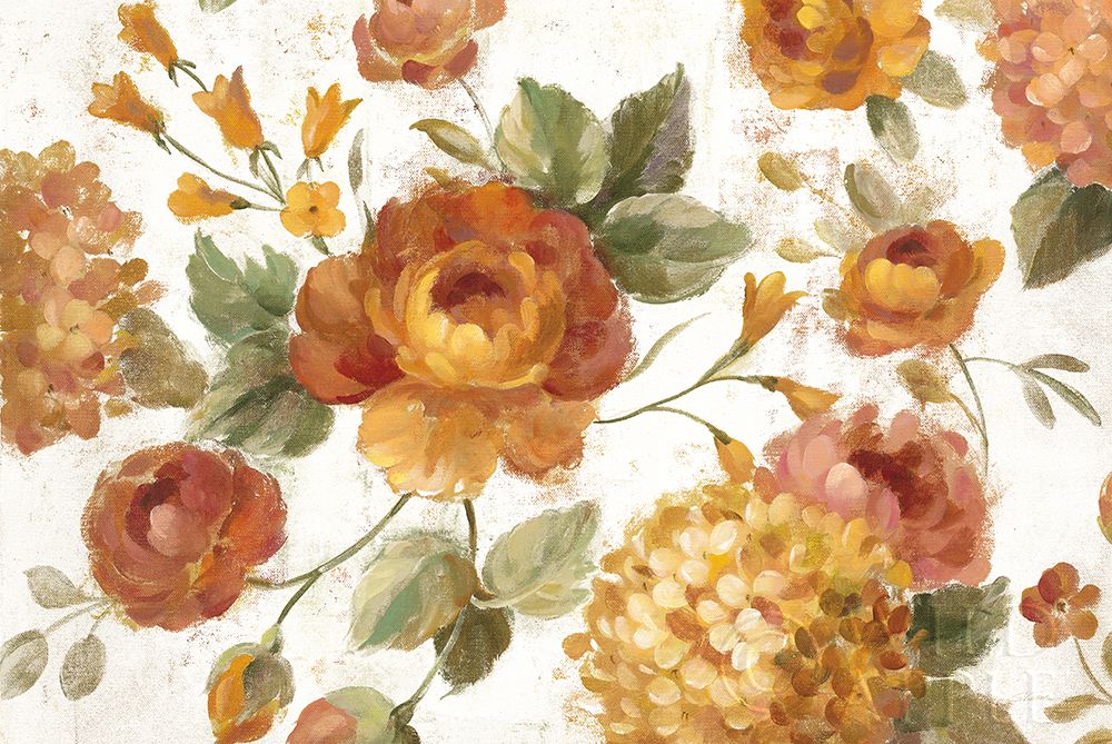 Wall art: English Garden on White Crop, by Vassileva, Silvia