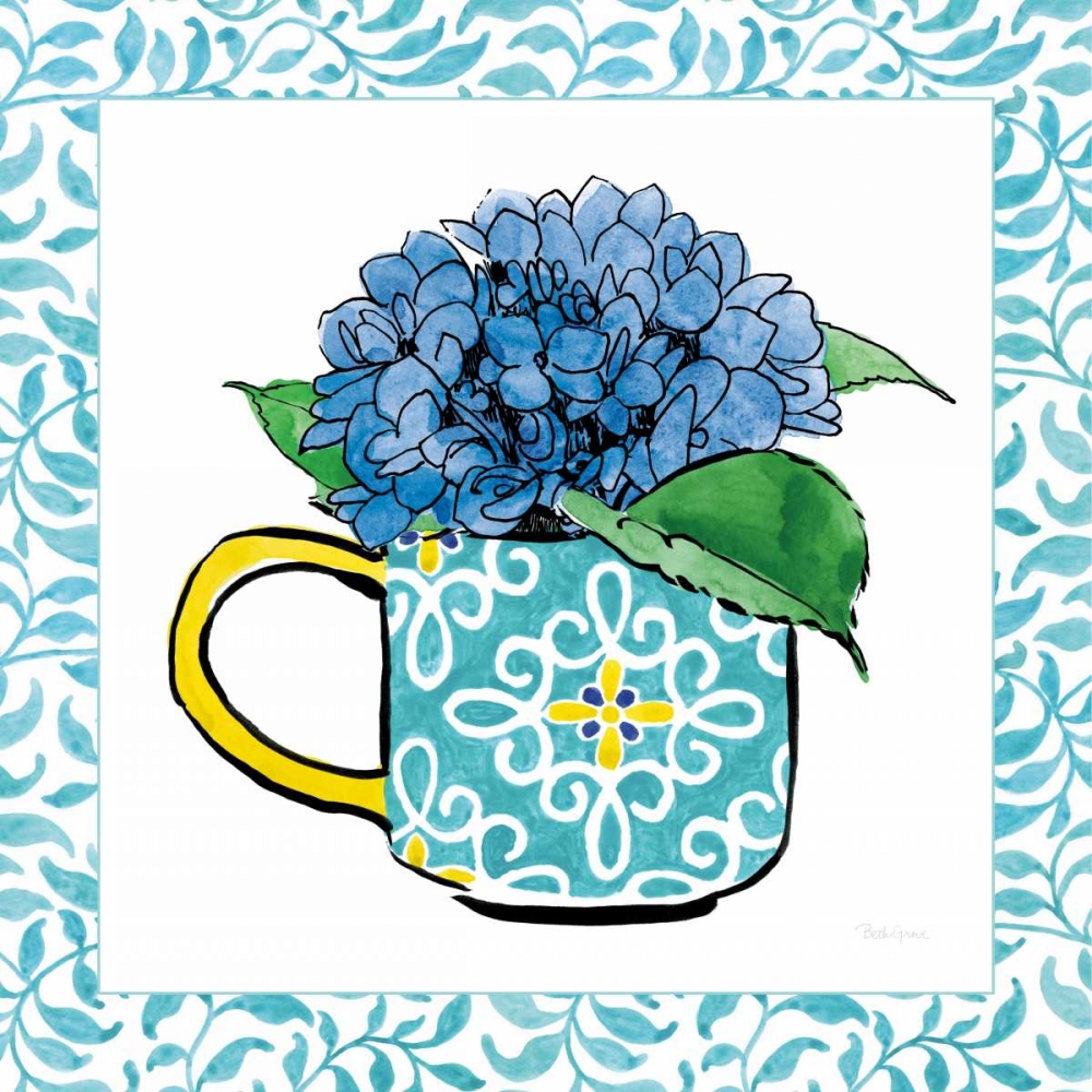Wall Art Painting id:170664, Name: Floral Teacup III Vine Border, Artist: Grove, Beth