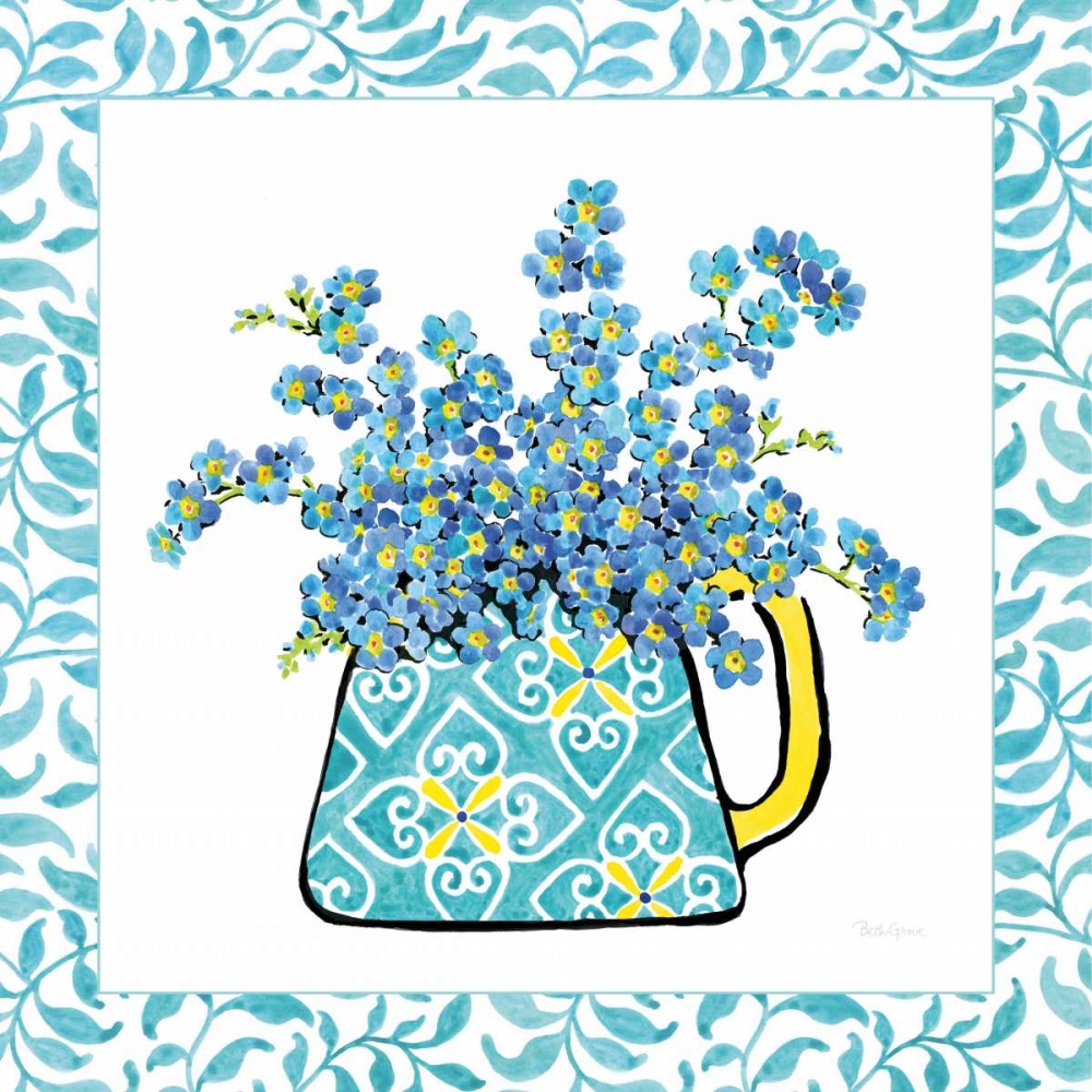 Wall Art Painting id:170665, Name: Floral Teacup IV Vine Border, Artist: Grove, Beth